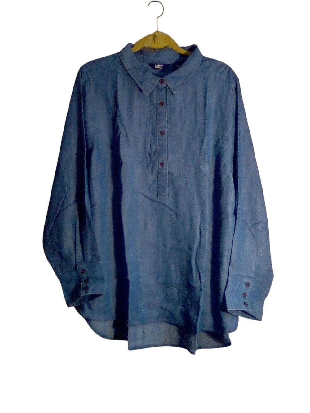 Lands' End Popover Shirt 2X 20W-22W Women's Twill Tencil Fiber Long Sleeve NWT